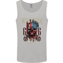 Biker USA Flag Skull Motorbike Motorcycle Mens Vest Tank Top Sports Grey