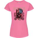 Biker USA Flag Skull Motorbike Motorcycle Womens Petite Cut T-Shirt Azalea