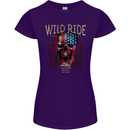 Biker USA Flag Skull Motorbike Motorcycle Womens Petite Cut T-Shirt Purple