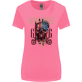 Biker USA Flag Skull Motorbike Motorcycle Womens Wider Cut T-Shirt Azalea