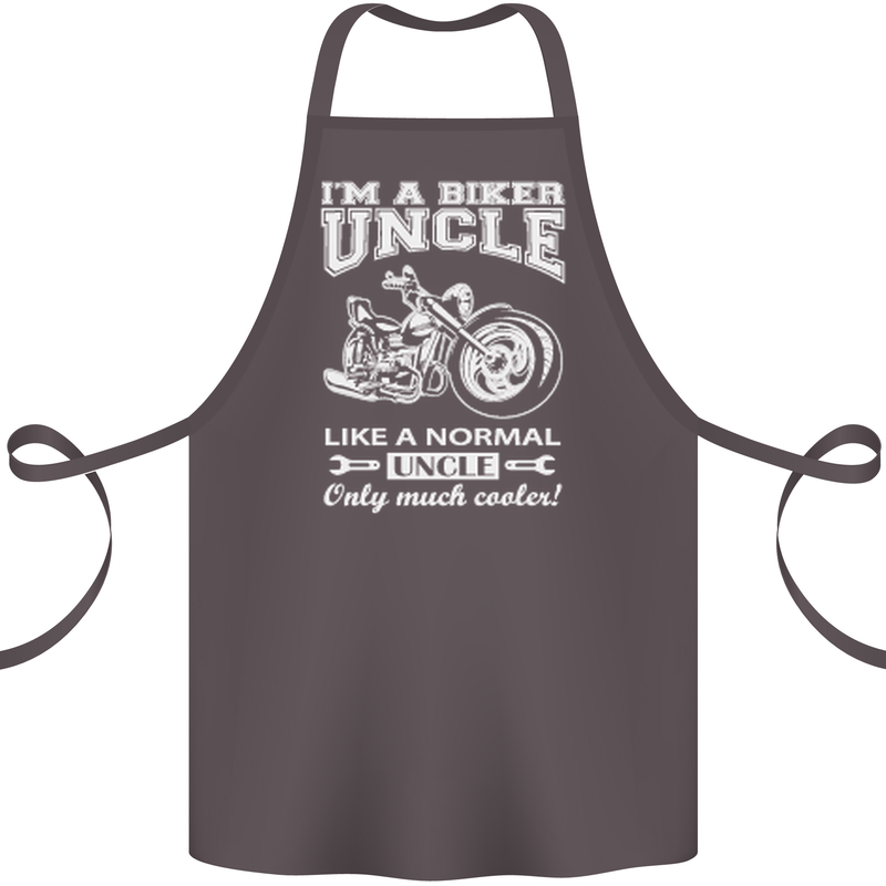 Biker Uncle Like a Normal Uncle's Day Funny Cotton Apron 100% Organic Dark Grey