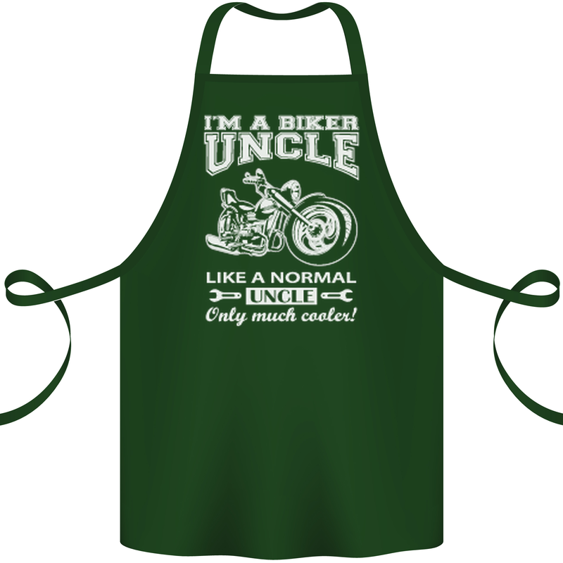 Biker Uncle Like a Normal Uncle's Day Funny Cotton Apron 100% Organic Forest Green