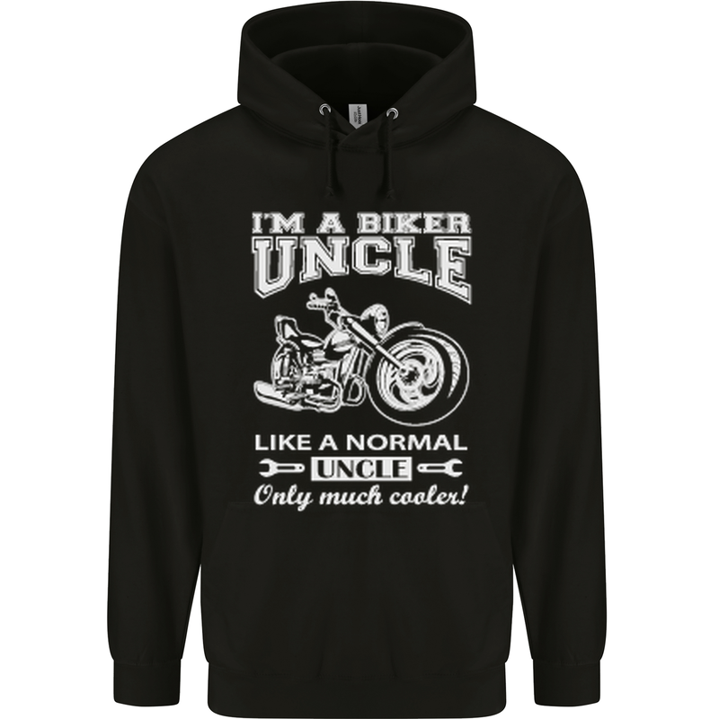 Biker Uncle Like a Normal Uncle's Day Funny Mens 80% Cotton Hoodie Black