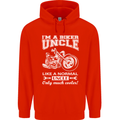 Biker Uncle Like a Normal Uncle's Day Funny Mens 80% Cotton Hoodie Bright Red