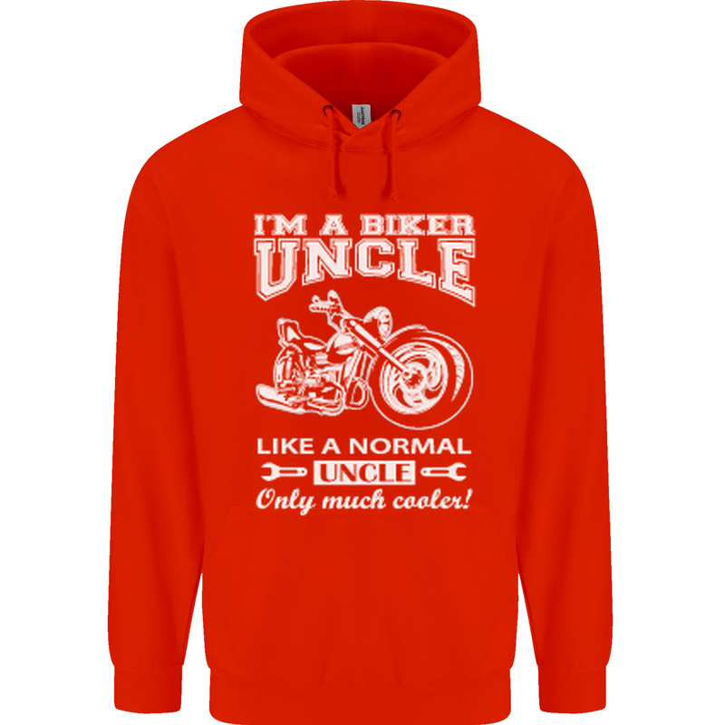 Biker Uncle Like a Normal Uncle's Day Funny Mens 80% Cotton Hoodie Bright Red