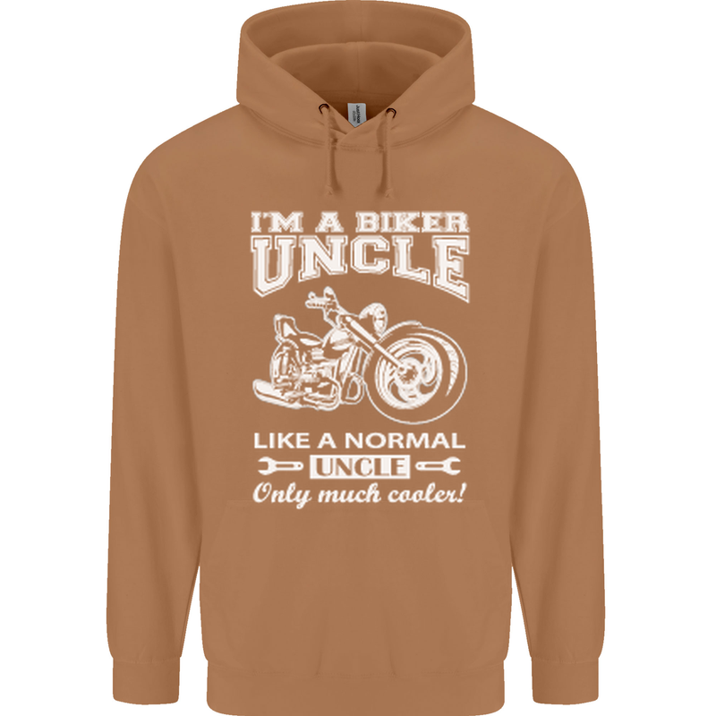 Biker Uncle Like a Normal Uncle's Day Funny Mens 80% Cotton Hoodie Caramel Latte