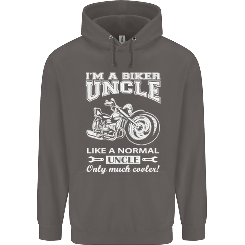 Biker Uncle Like a Normal Uncle's Day Funny Mens 80% Cotton Hoodie Charcoal
