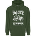 Biker Uncle Like a Normal Uncle's Day Funny Mens 80% Cotton Hoodie Forest Green