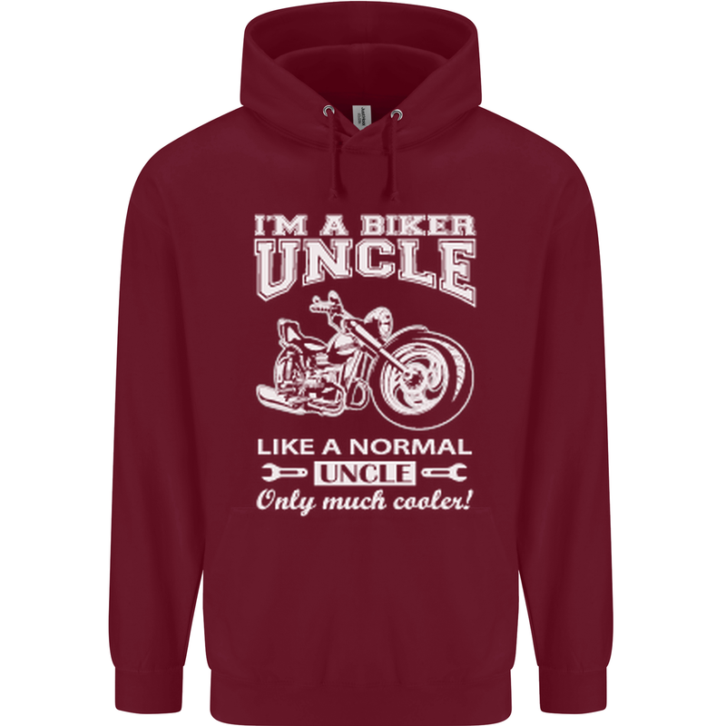 Biker Uncle Like a Normal Uncle's Day Funny Mens 80% Cotton Hoodie Maroon