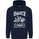 Biker Uncle Like a Normal Uncle's Day Funny Mens 80% Cotton Hoodie Navy Blue