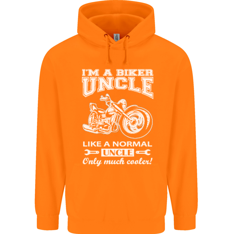 Biker Uncle Like a Normal Uncle's Day Funny Mens 80% Cotton Hoodie Orange