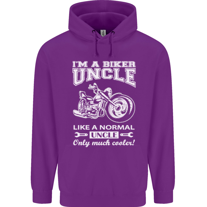 Biker Uncle Like a Normal Uncle's Day Funny Mens 80% Cotton Hoodie Purple