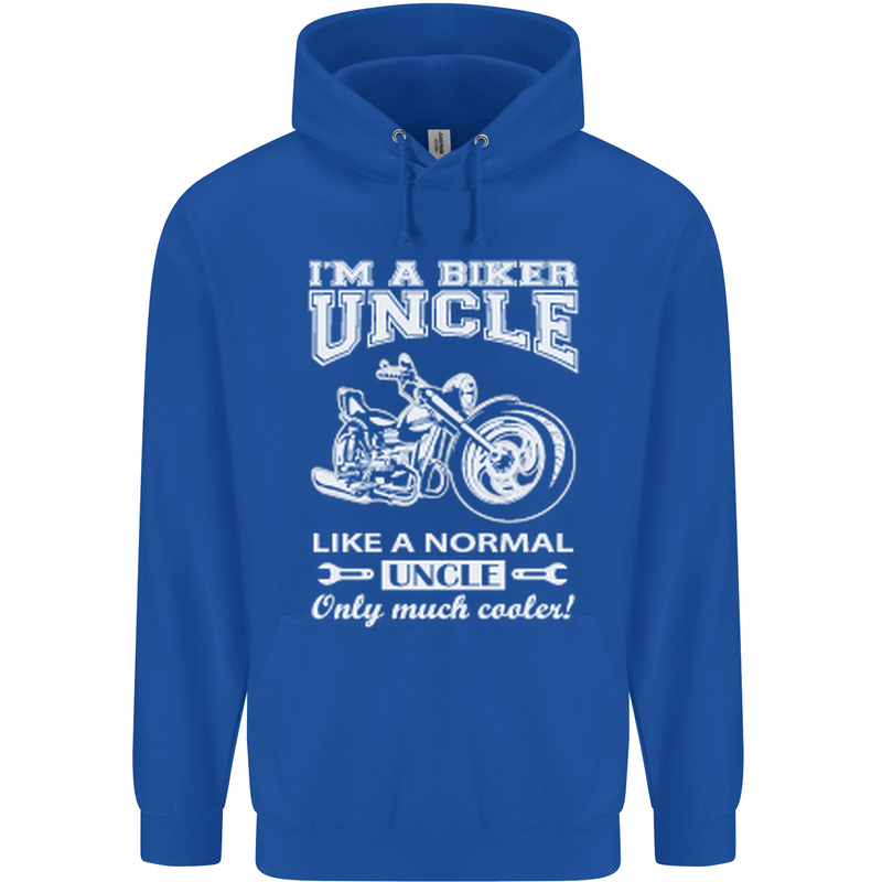 Biker Uncle Like a Normal Uncle's Day Funny Mens 80% Cotton Hoodie Royal Blue
