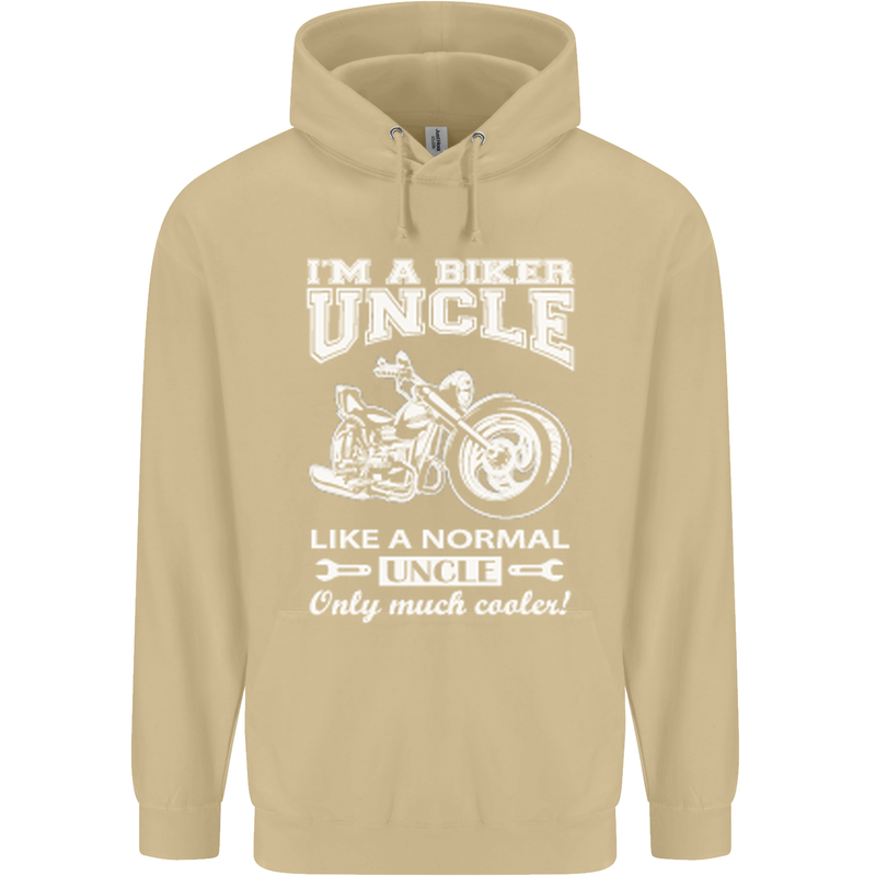 Biker Uncle Like a Normal Uncle's Day Funny Mens 80% Cotton Hoodie Sand