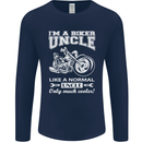 Biker Uncle Like a Normal Uncle's Day Funny Mens Long Sleeve T-Shirt Navy Blue