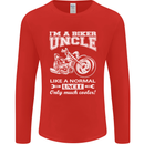 Biker Uncle Like a Normal Uncle's Day Funny Mens Long Sleeve T-Shirt Red