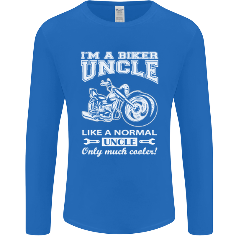 Biker Uncle Like a Normal Uncle's Day Funny Mens Long Sleeve T-Shirt Royal Blue