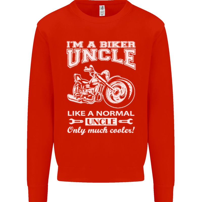 Biker Uncle Like a Normal Uncle's Day Funny Mens Sweatshirt Jumper Bright Red