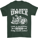 Biker Uncle Like a Normal Uncle's Day Funny Mens T-Shirt Cotton Gildan Forest Green
