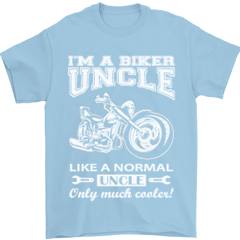 Biker Uncle Like a Normal Uncle's Day Funny Mens T-Shirt Cotton Gildan Light Blue
