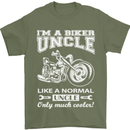 Biker Uncle Like a Normal Uncle's Day Funny Mens T-Shirt Cotton Gildan Military Green