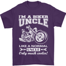 Biker Uncle Like a Normal Uncle's Day Funny Mens T-Shirt Cotton Gildan Purple