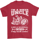 Biker Uncle Like a Normal Uncle's Day Funny Mens T-Shirt Cotton Gildan Red