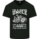 Biker Uncle Like a Normal Uncle's Day Funny Mens V-Neck Cotton T-Shirt Black