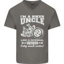 Biker Uncle Like a Normal Uncle's Day Funny Mens V-Neck Cotton T-Shirt Charcoal