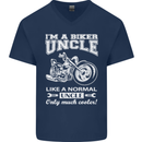 Biker Uncle Like a Normal Uncle's Day Funny Mens V-Neck Cotton T-Shirt Navy Blue