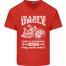 Biker Uncle Like a Normal Uncle's Day Funny Mens V-Neck Cotton T-Shirt Red