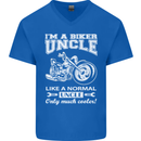 Biker Uncle Like a Normal Uncle's Day Funny Mens V-Neck Cotton T-Shirt Royal Blue