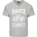 Biker Uncle Like a Normal Uncle's Day Funny Mens V-Neck Cotton T-Shirt Sports Grey