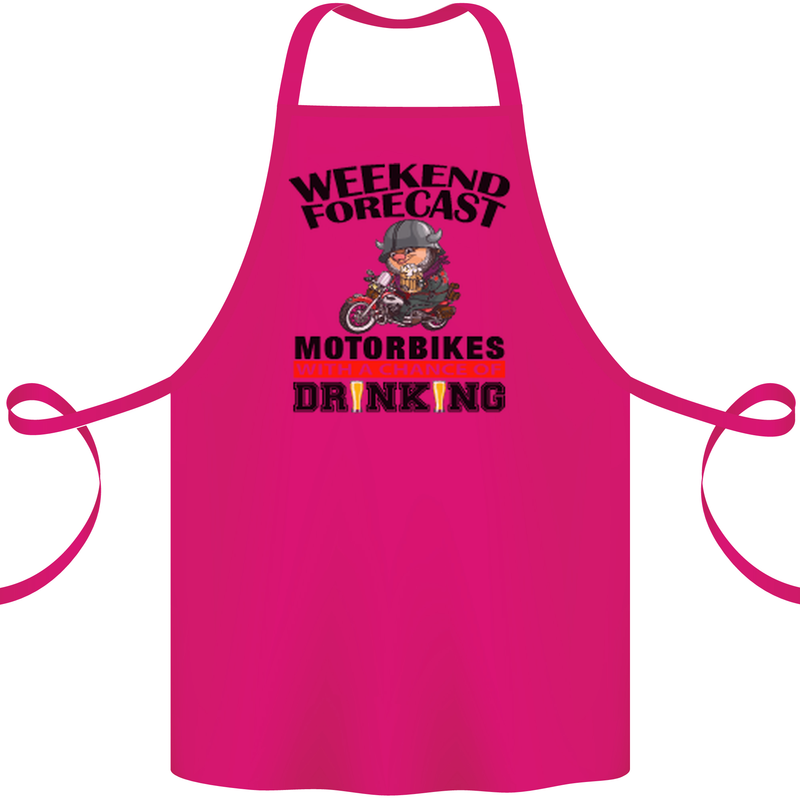 Biker Weekend Forecast Motorbikes Cotton Apron 100% Organic Pink