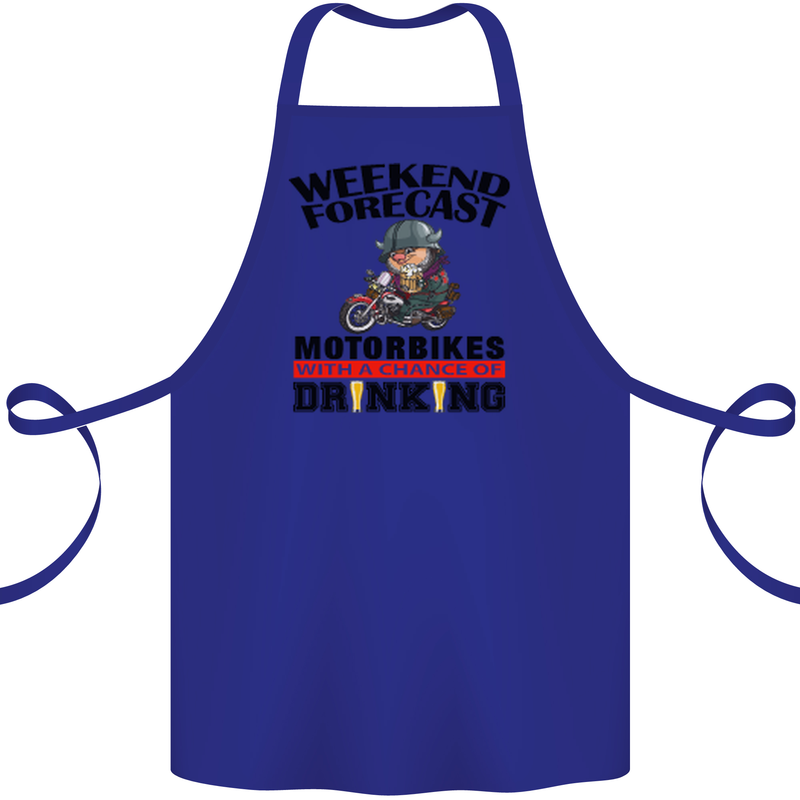 Biker Weekend Forecast Motorbikes Cotton Apron 100% Organic Royal Blue