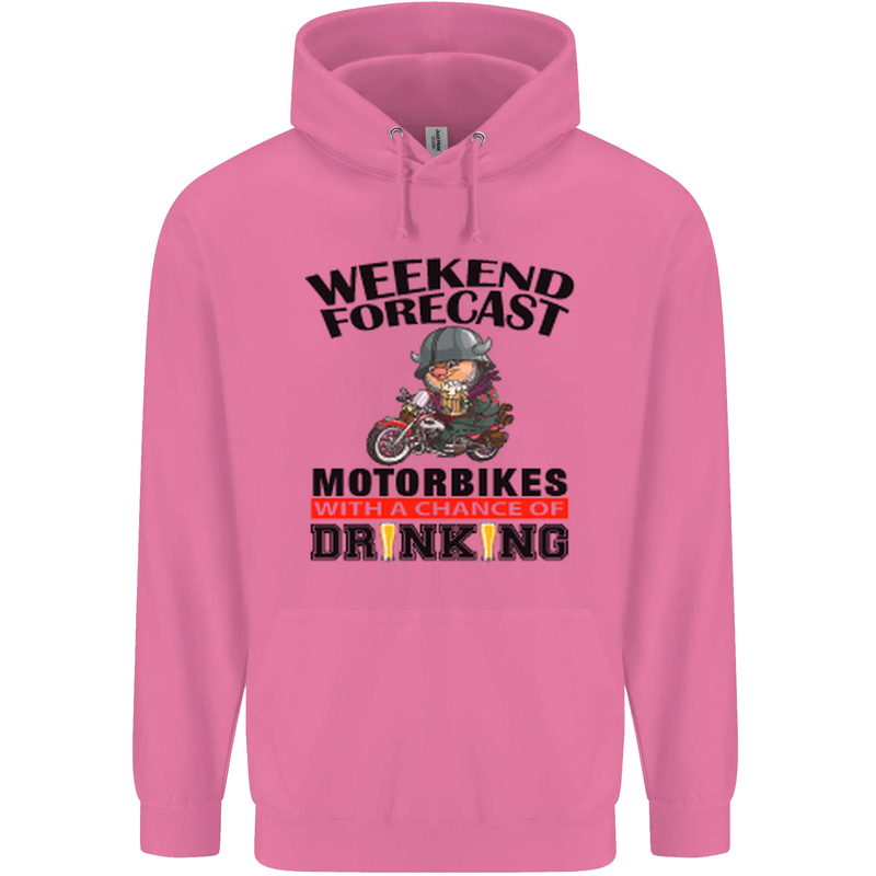 Biker Weekend Forecast Motorbikes Mens 80% Cotton Hoodie Azelea