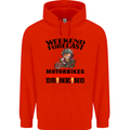 Biker Weekend Forecast Motorbikes Mens 80% Cotton Hoodie Bright Red