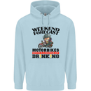 Biker Weekend Forecast Motorbikes Mens 80% Cotton Hoodie Light Blue