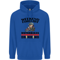 Biker Weekend Forecast Motorbikes Mens 80% Cotton Hoodie Royal Blue