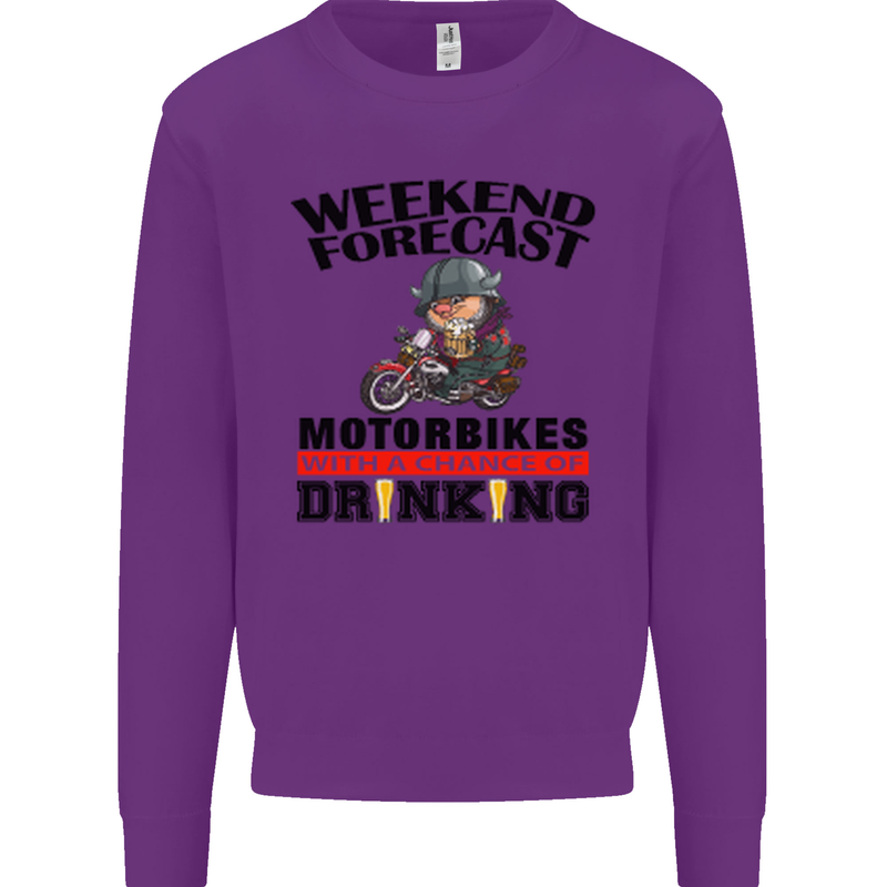 Biker Weekend Forecast Motorbikes Mens Sweatshirt Jumper Purple
