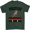 Biker Weekend Forecast Motorbikes Mens T-Shirt Cotton Gildan Forest Green