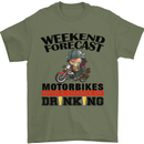 Biker Weekend Forecast Motorbikes Mens T-Shirt Cotton Gildan Military Green