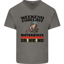 Biker Weekend Forecast Motorbikes Mens V-Neck Cotton T-Shirt Charcoal