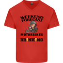 Biker Weekend Forecast Motorbikes Mens V-Neck Cotton T-Shirt Red