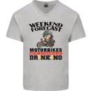 Biker Weekend Forecast Motorbikes Mens V-Neck Cotton T-Shirt Sports Grey