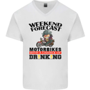 Biker Weekend Forecast Motorbikes Mens V-Neck Cotton T-Shirt White