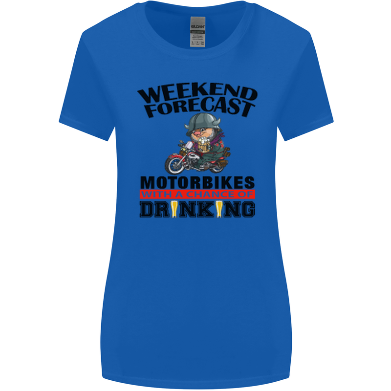 Biker Weekend Forecast Motorbikes Womens Wider Cut T-Shirt Royal Blue