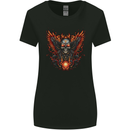 Biker Wings Motorbike Motorcycle Skull Womens Wider Cut T-Shirt Black