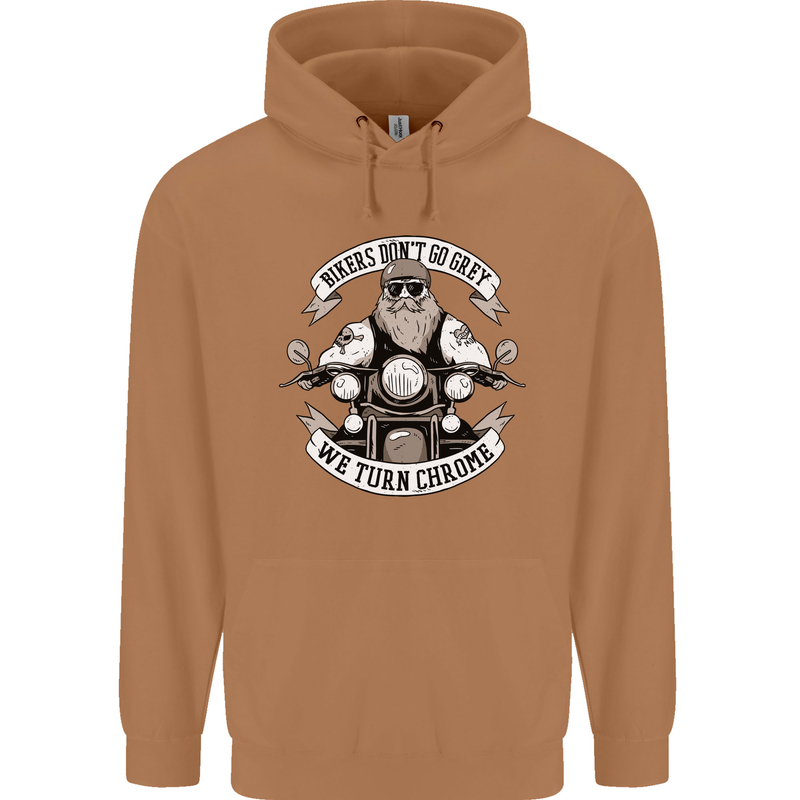 Bikers Don't Go Grey Motorbike Motorcycle Mens 80% Cotton Hoodie Caramel Latte