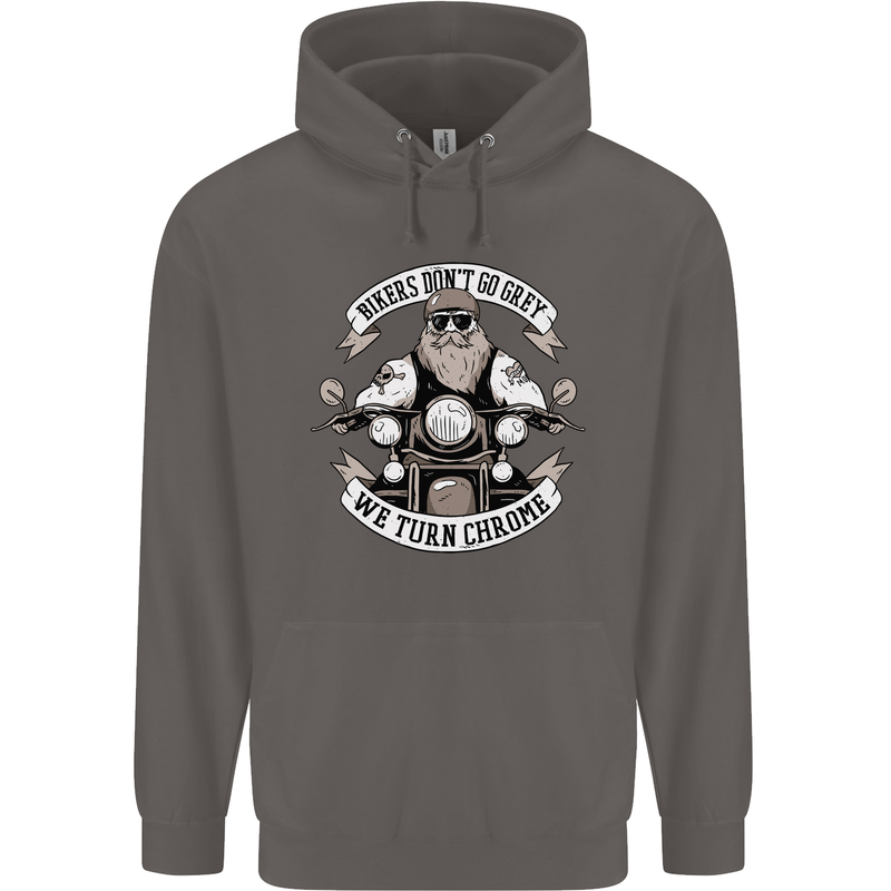 Bikers Don't Go Grey Motorbike Motorcycle Mens 80% Cotton Hoodie Charcoal